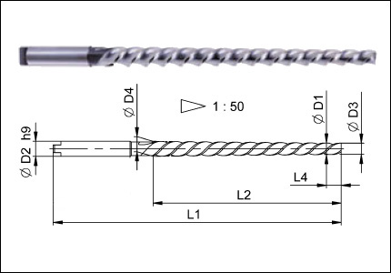 Alesatore a macchina per fori conici DIN 2179, HSS-Co