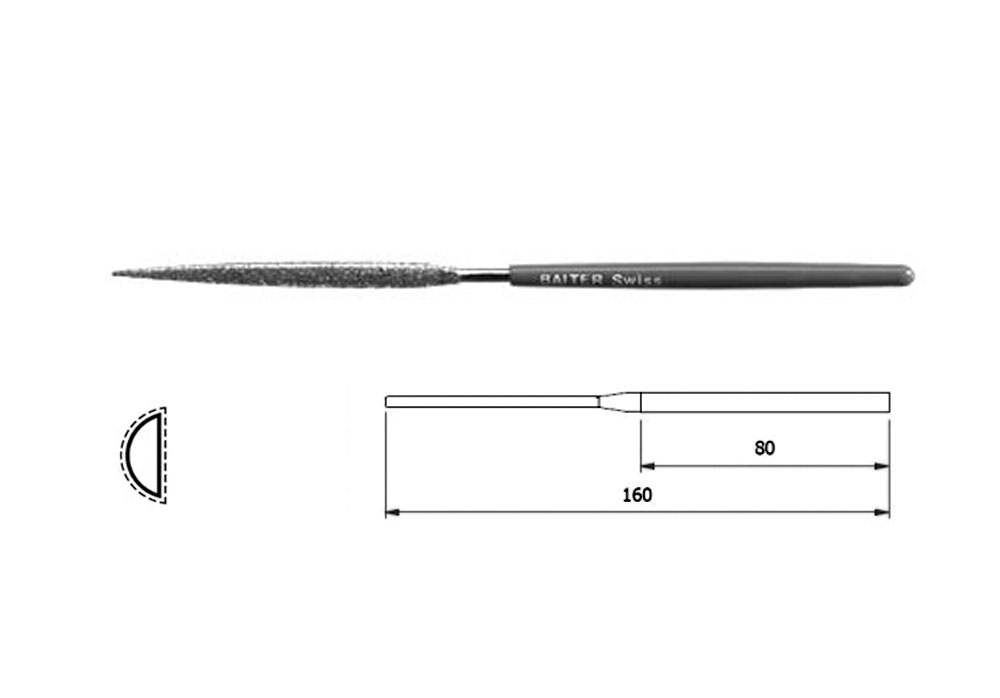 Diamond needle halfround file