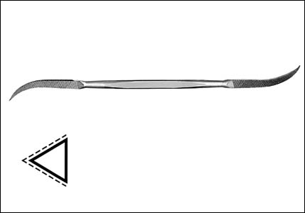 Three-square riffler for goldsmith, 2 sides cut