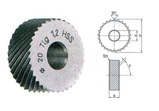 Forming knurl BR or BL 45° helicoidal toothed, HSS