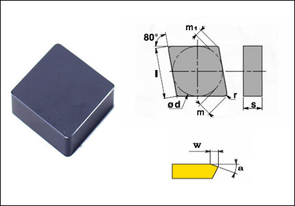 Inserto ceramico CNGN T01020 neg.vo senza foro, TC100