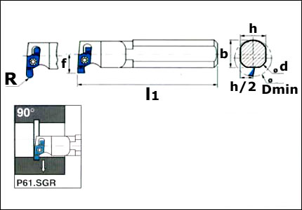 P61.SGR toolholder for internal grooving and cutting-off