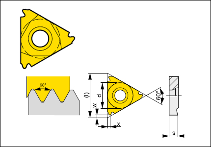 Universal internal threading insert TN metric 60°