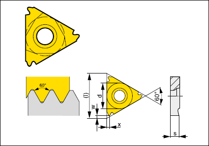 Internal threading insert TN metric 60°