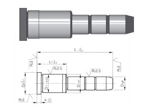 Pilot pin with 2 diameters