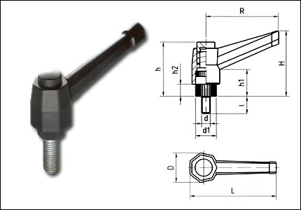 Ratchet handle with adjusting button male, steel insert