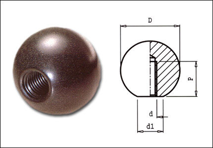 Ball knob with moulded thread