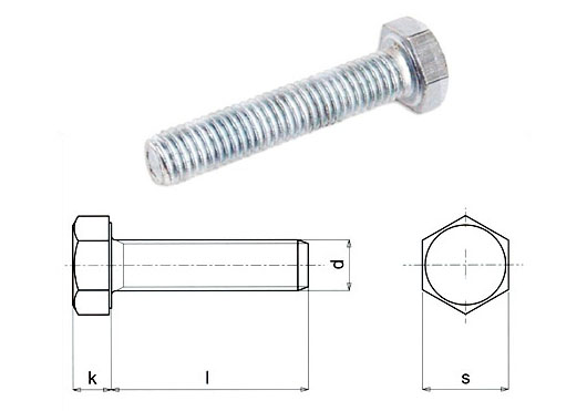 Stainless steel hexagonal headed screw TE