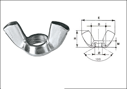 Dado ad alette in acciaio inox