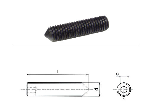 Vite senza testa con esagono incassato ed estremità conica