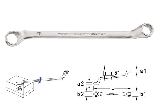 Double ended ring spanner for deep bolts