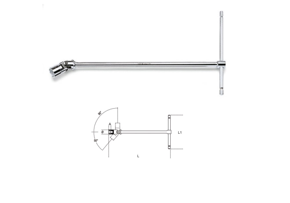 Hexagonal socket T-wrench, swiveling and sliding