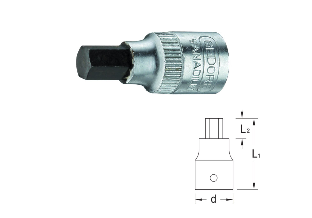 Screwdriver socket 1/4 for hexagonal Allen screws