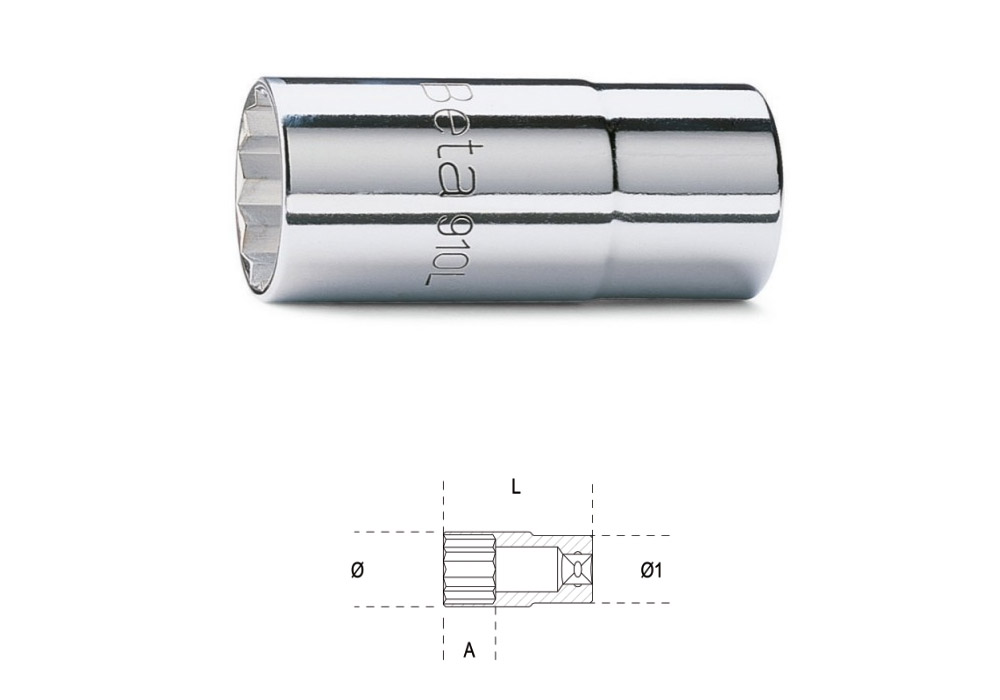 Polygonal deep socket wrench 3/8