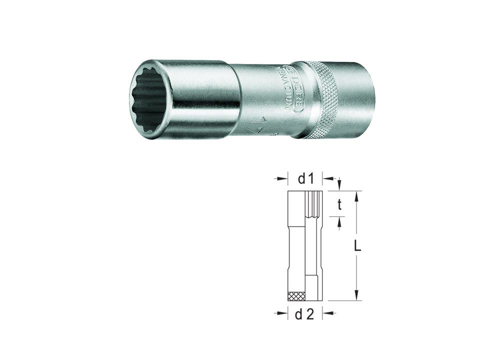 Polygonal deep socket wrench 1/2