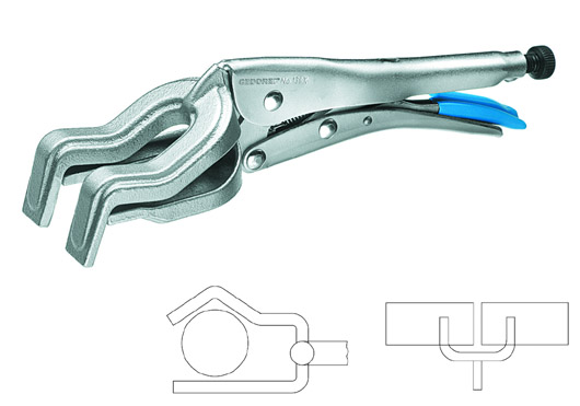Self-locking pliers for welding tubes