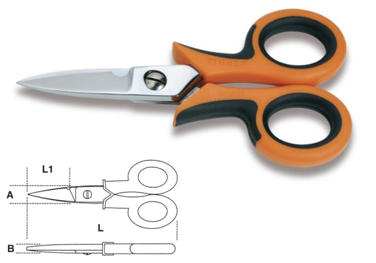 Electrician's shears, straight blades