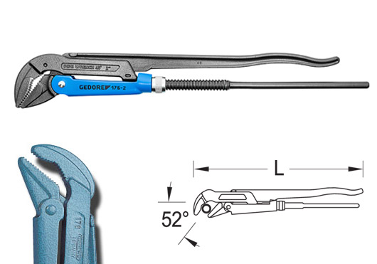 Elbow pipe wrench with narrow head