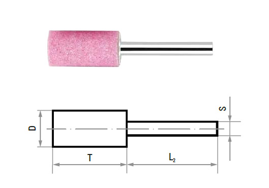 Pink cylindrical wheel, shaft mm 6