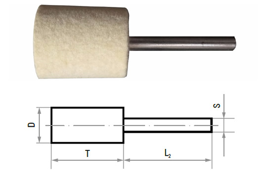 Cylindrical felt with shaft P3ZY