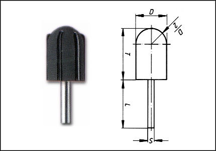 Expanding round point rubber mandrel GTWR for caps