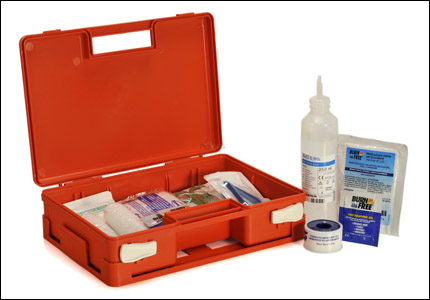 Box with burn kit