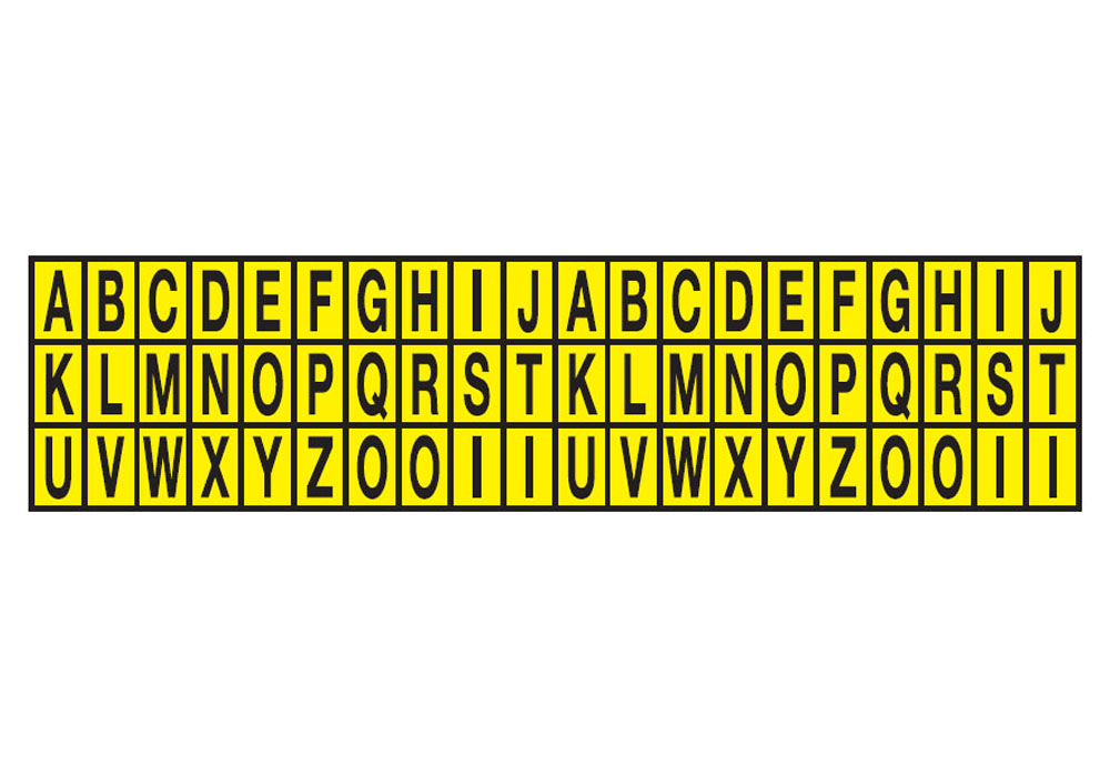 Etichetta con lettere dell'alfabeto