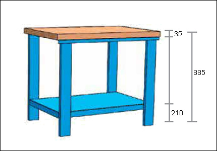 Banco da lavoro con piano in legno