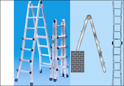 Decomposable aluminium stepladder with 2 elements