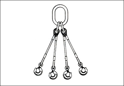 Tirante a 4 bracci in fune d'acciaio