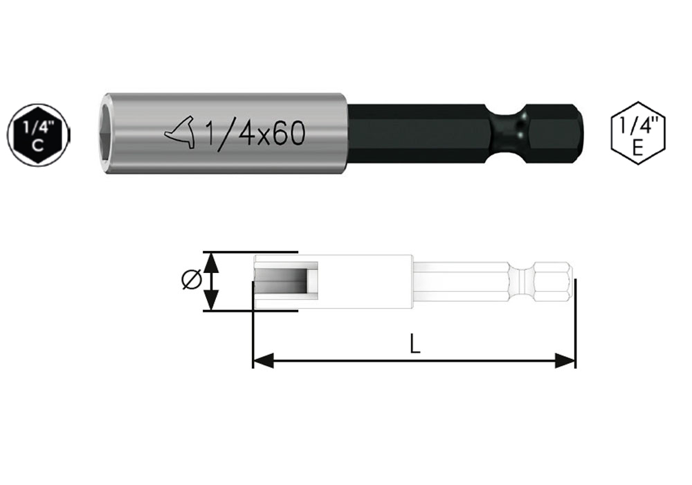 Magnetic bit-holder 1/4