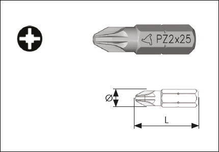 Inserto per avvitatori 1/4 per viti a croce PZ