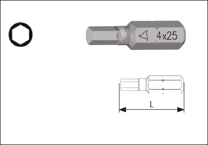 Inserto per avvitatori 1/4 per viti a testa cava esagonale