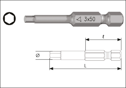 Lama per avvitatori 1/4 per viti a testa cava esagonale