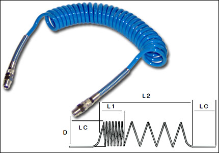 Spirale elastica in PU con codoli e raccordi