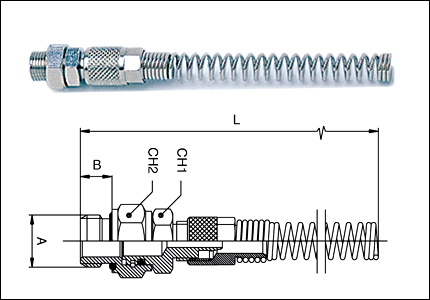 Swivel straight male adaptor with spring