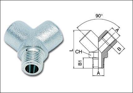 Raccordo a Y 90° maschio