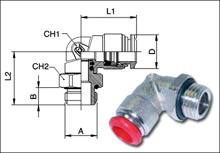 Swivel elbow parallel male adaptor