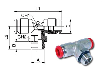 Swivel tee parallel male adaptor