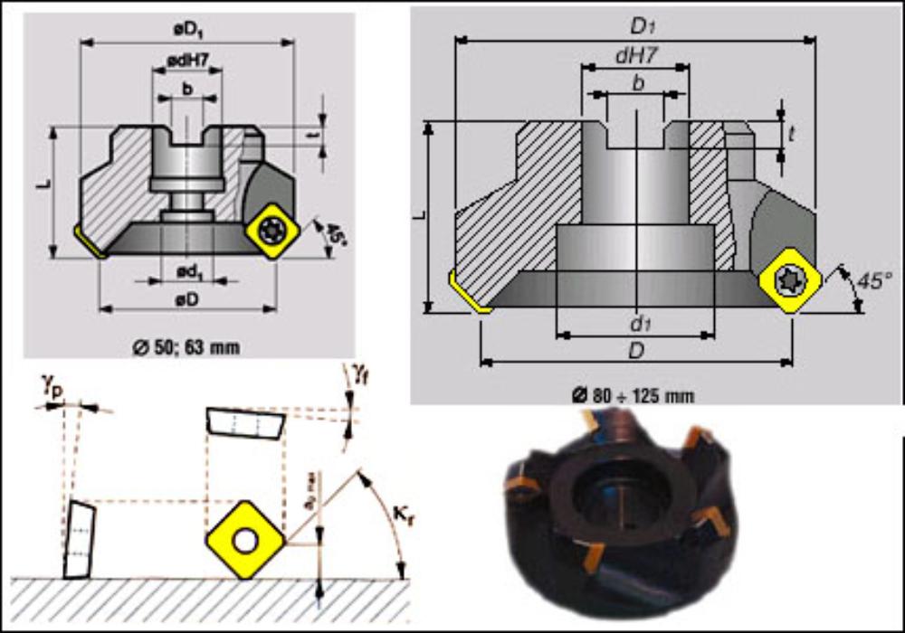 Face milling cutter with inserted teeth S45SE12F, 45°